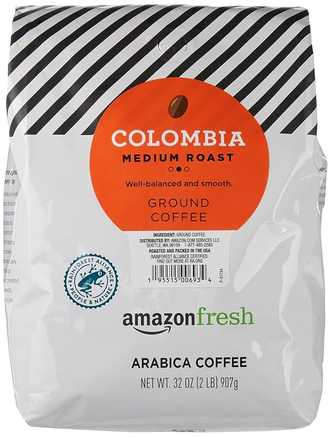 Amazon Fresh Colombia Ground Coffee, Medium Roast 32oz