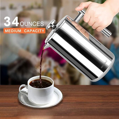 Secura Stainless Steel French Press Coffee Maker – 34oz