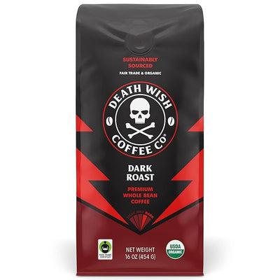 Death Wish Coffee Organic Dark Roast Whole Beans 16oz